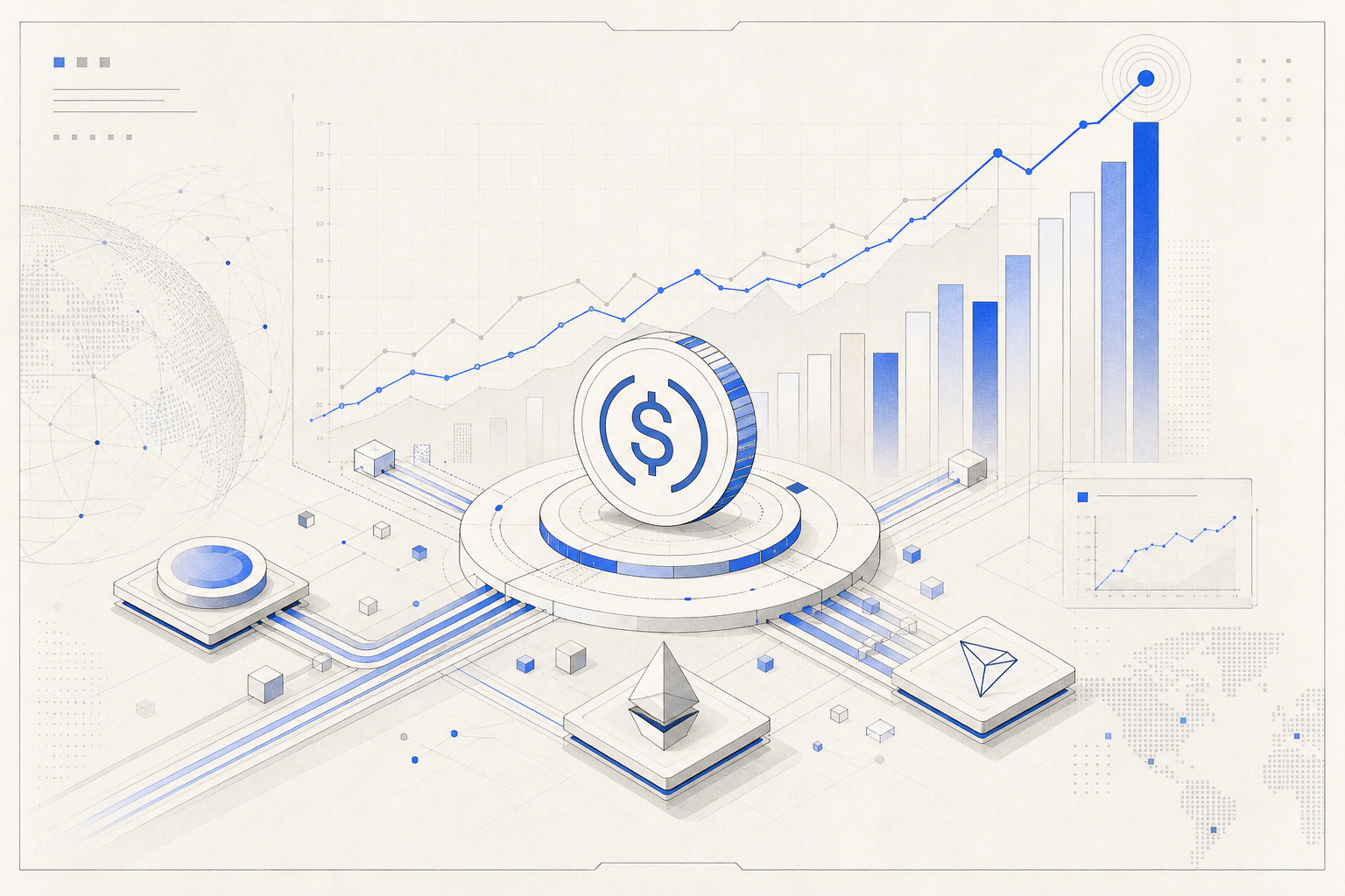 Adjusted stablecoin transfer volume set a new June record as USDC led activity